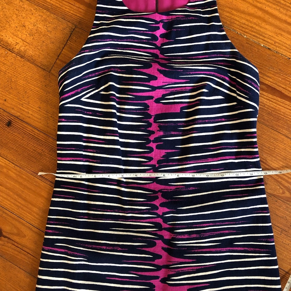 EUC Trina Turk Sleevless Dress navy/fuschia sz 2 - Picture 4 of 6